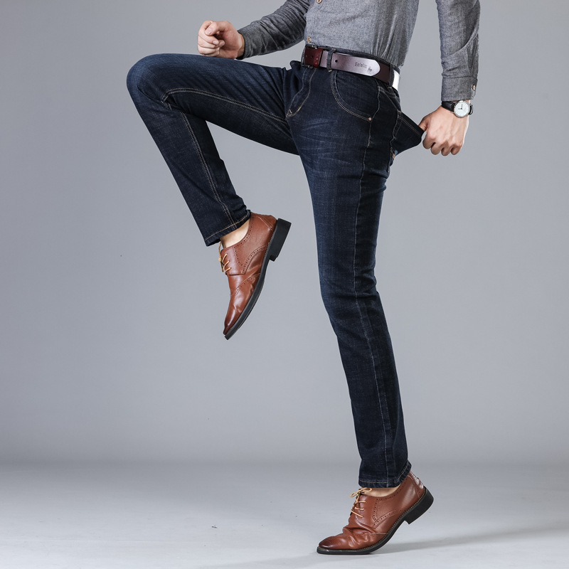 2022 Spring and Autumn business trend stretch summer wear, thin long pants, jeans, men's slim-fit small leg pants Item Picture