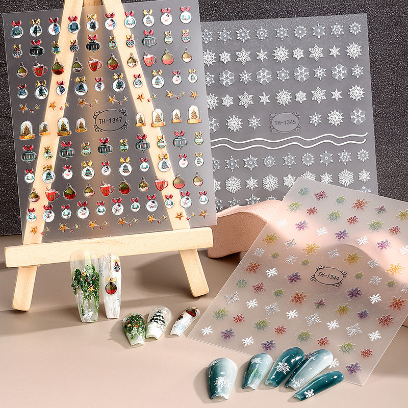 正祥网红款复古风美甲贴纸3d镭射指甲贴DIY小清新小红书美甲贴OEM