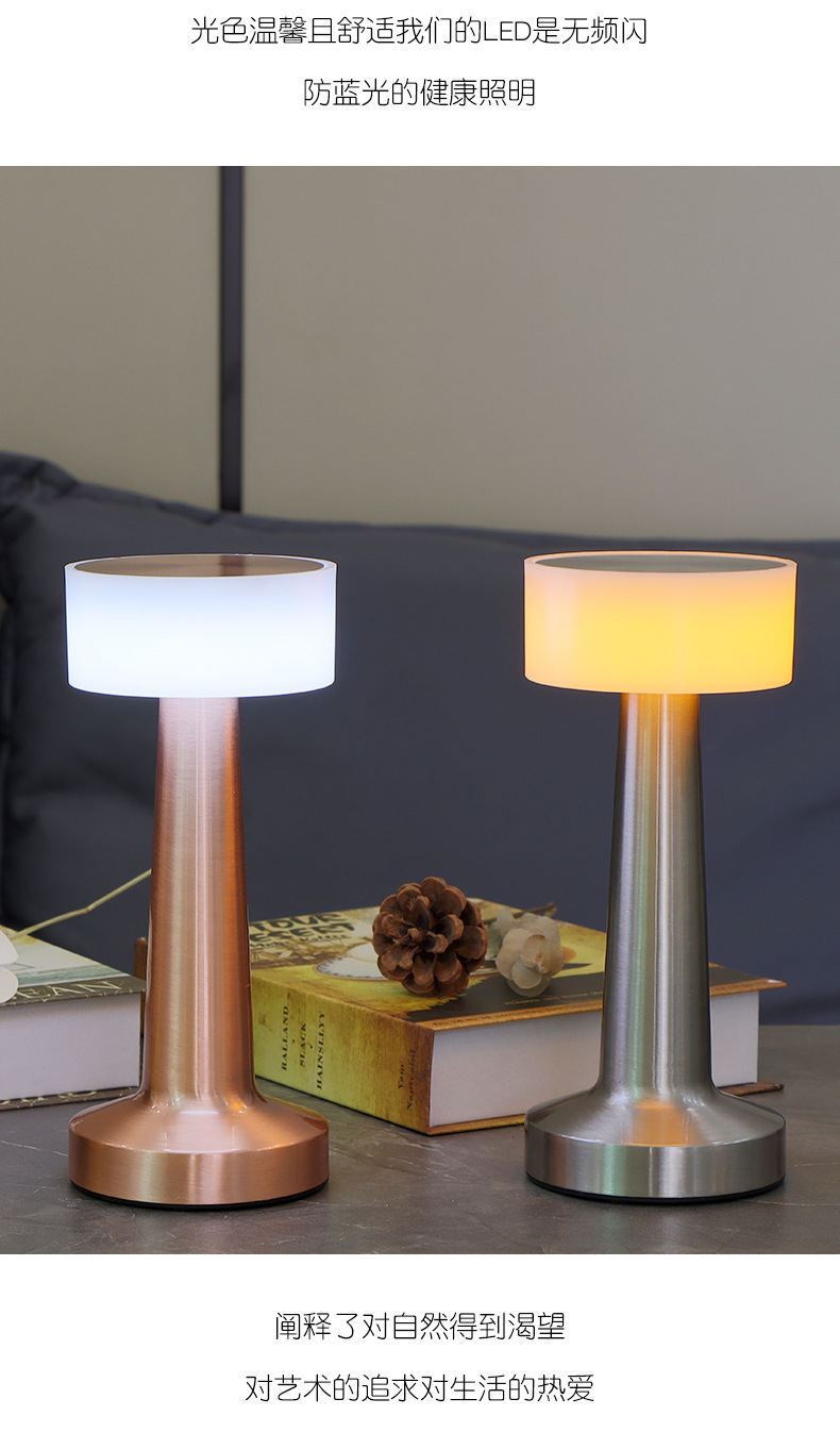 亚马逊led哑铃台灯usb充电现代简约创意氛围小夜灯酒吧金属拍拍灯详情18