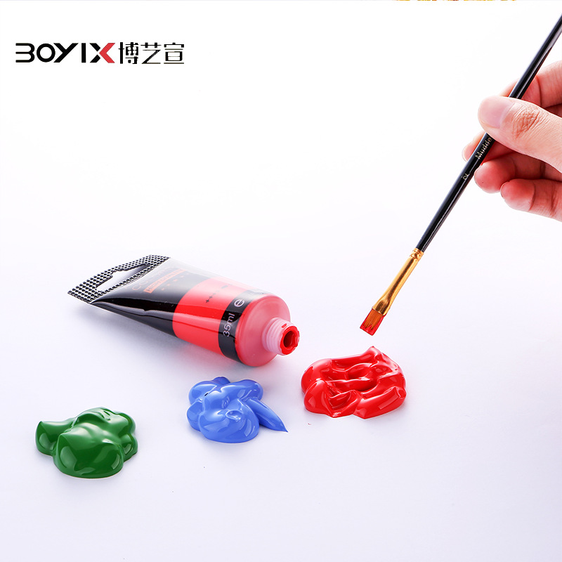 Boyi Xuan 24-color 35ml waterproof, 34 pieces passed inspection, Children's art hand-drawn set with paintbrush, acrylic paint Application Scenario