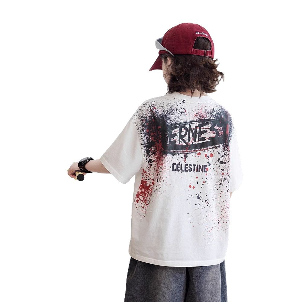 童装女童短袖韩版/童装/热门短袖/童装女童短/儿童装女童短袖休闲白底实物图