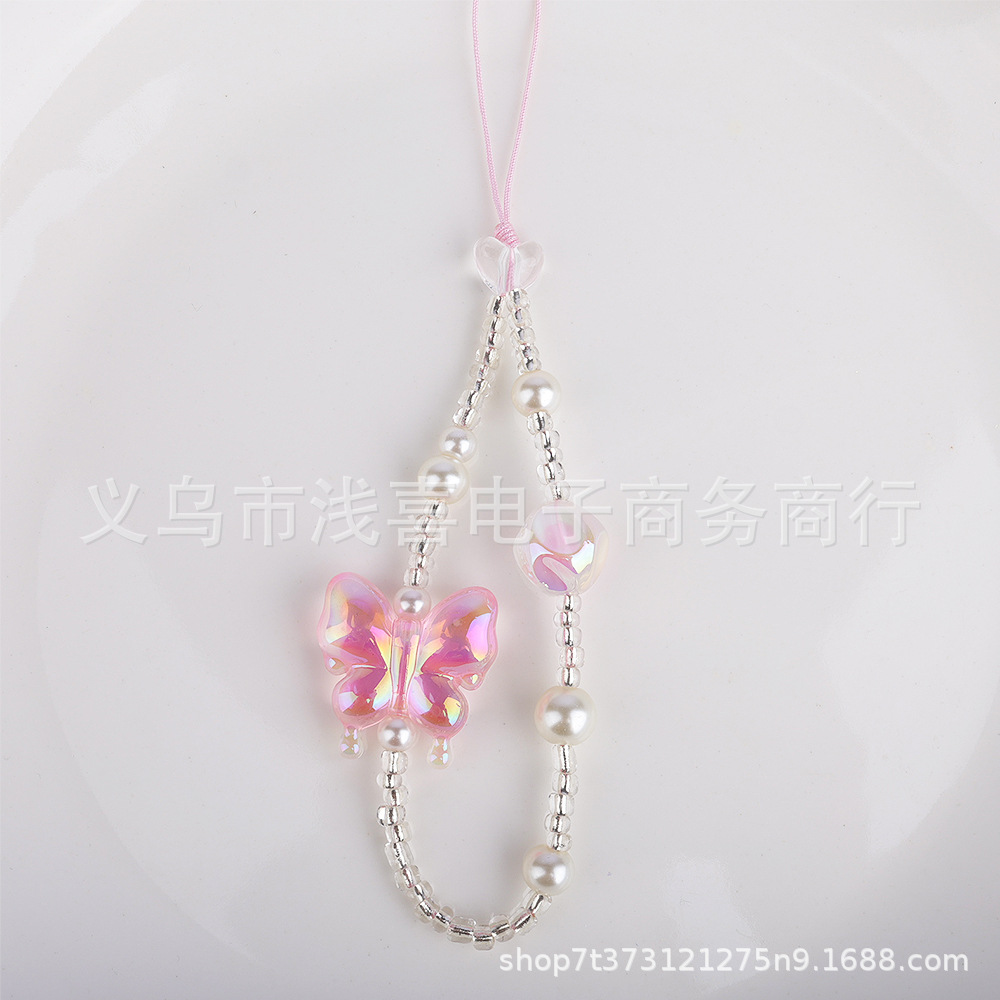 Original butterfly mobile phone chain, heart square, star, bead pendant, beaded mobile phone pendant, camera and mobile phone case pendant