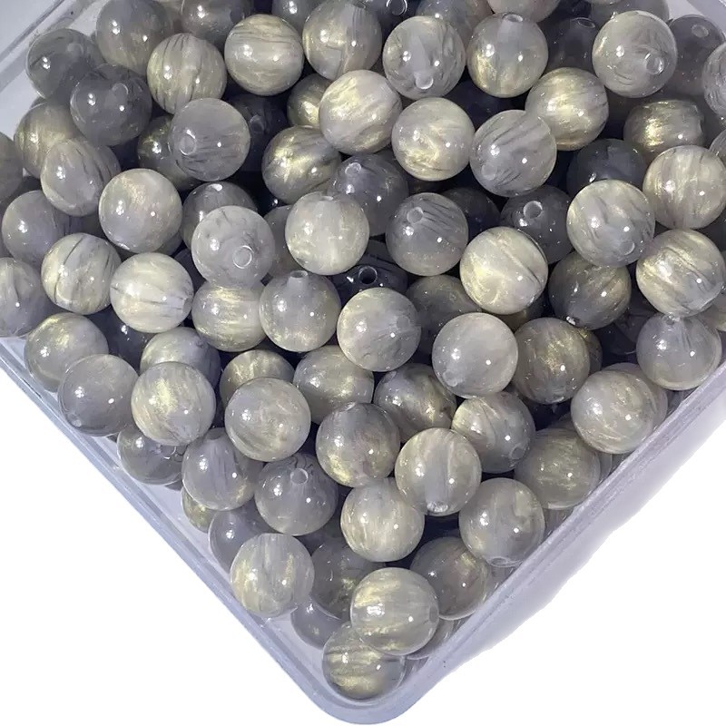 Candy-colored gilded resin round beads, loose beads, stringing beads, diy handcrafted jewelry accessories, bracelet materials Item Picture