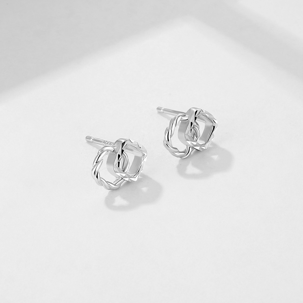 Explosive Supply Cross-Border Generation Ring Interlocking Silver Needle Earrings S925 Sterling Silver Studs Women's Earrings Manufacturers Wholesale details Picture
