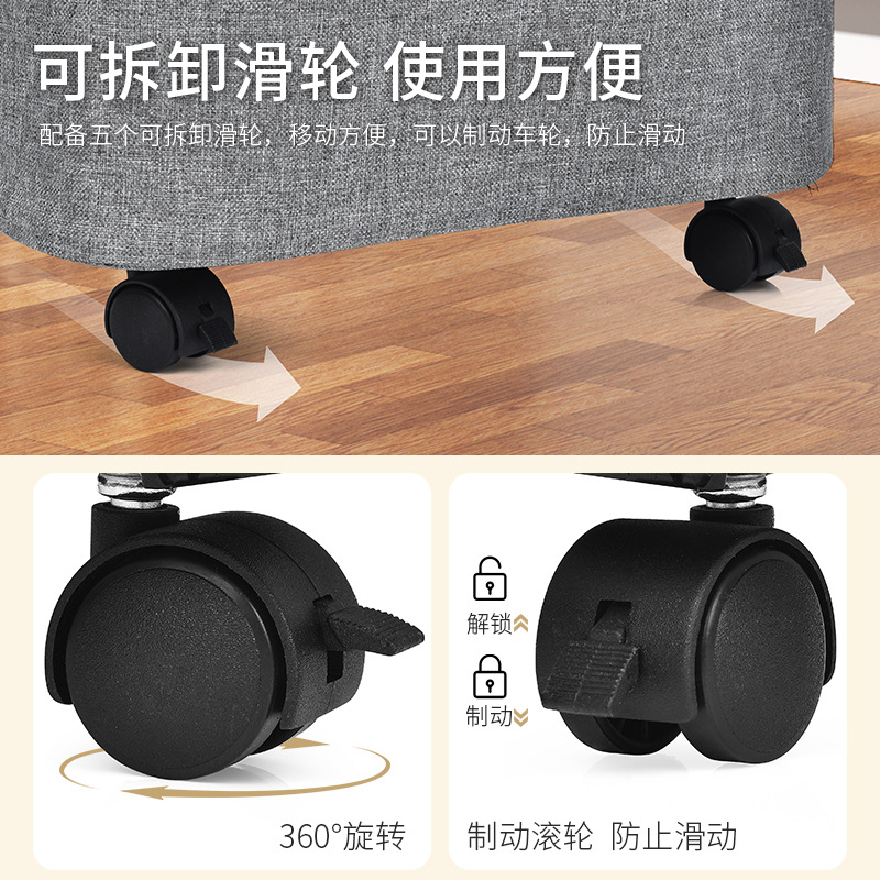 Foldable large-capacity dirty clothes basket, Japanese-style pulley 125L dirty clothes storage basket with ball L-wheel dirty clothes basket Item Picture