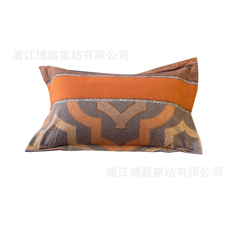 Boya Home Textile's frosted all-cotton pillowcases, washed cotton single and double dormitory pillowcases pair set factory wholesale Item Picture