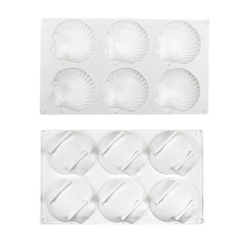 6 Shell Mousse Cake Silicone Mold Scallops Chocolate Fondant Round Pearl Baking Abrasives Item Picture
