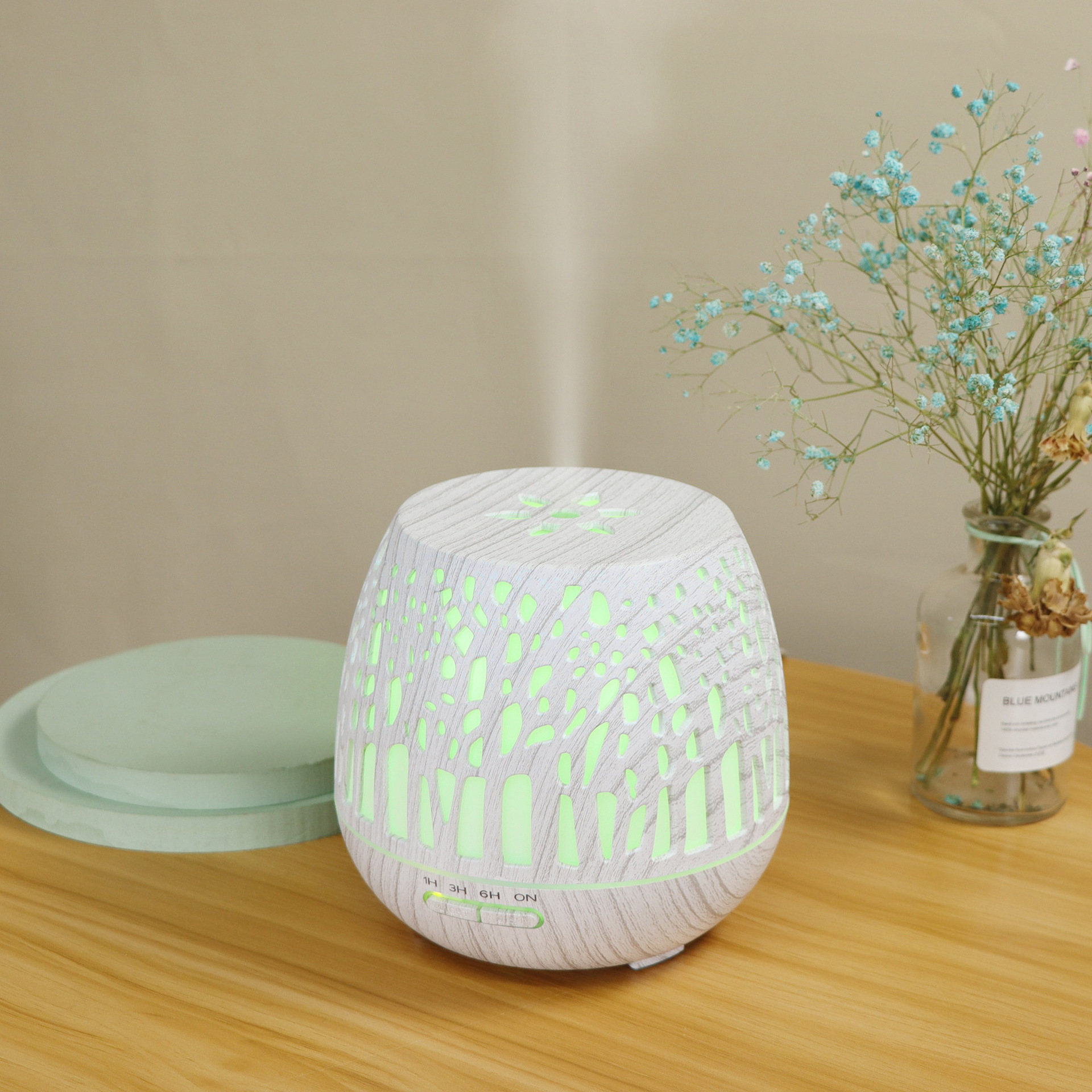 400ml家用電器辦公室凈化器房間精油香薰機(jī)鏤空七彩超聲波 加濕器詳情37