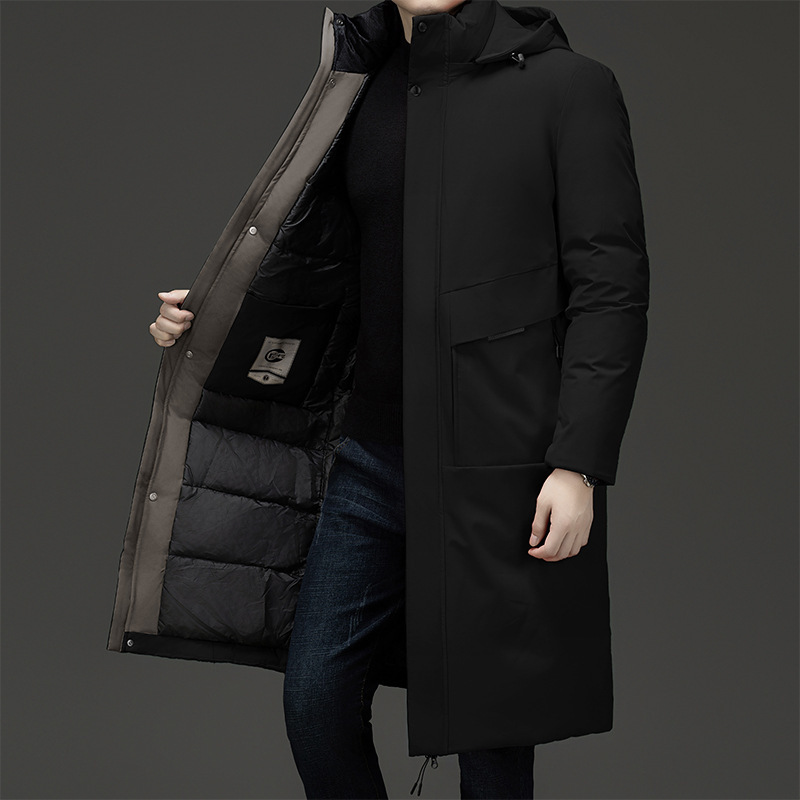 Down cotton-padded jackets for middle-aged and elderly men, winter clothes for young and middle-aged fathers, warm, plus-size and thickened long knee-length jackets Specification image