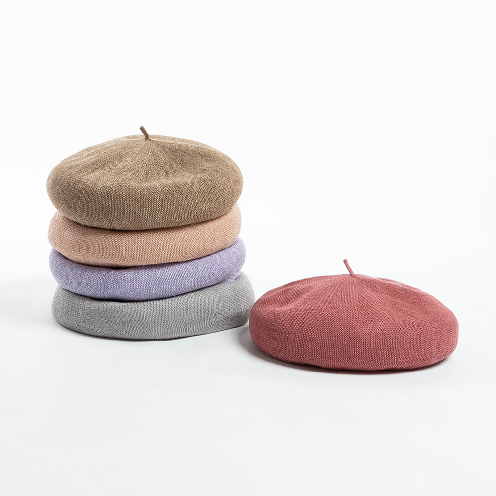 Brand [Sondona] Beret Spring/Summer Japanese Edition Linen knitted Beret Women Breathable Sun Protection Painter Hat Bestseller Versatile Mushroom Hat Flight attendant Hat details Picture