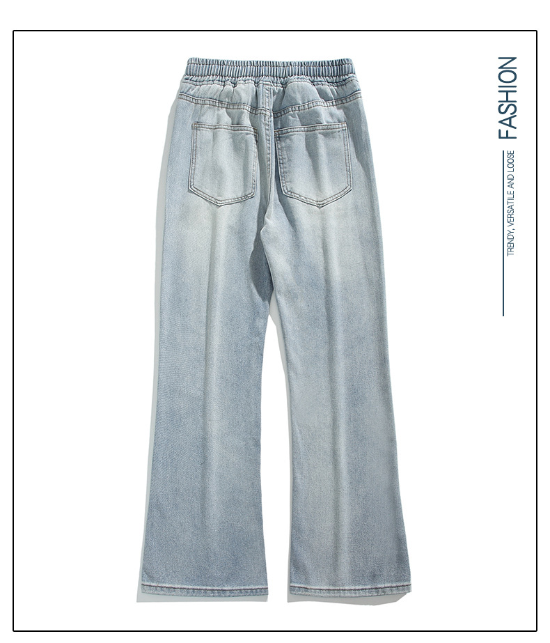Loose-fitting American street loose, slightly flared jeans for both men and women, student vibe straight, retro and trendy wide-leg pants pic 7