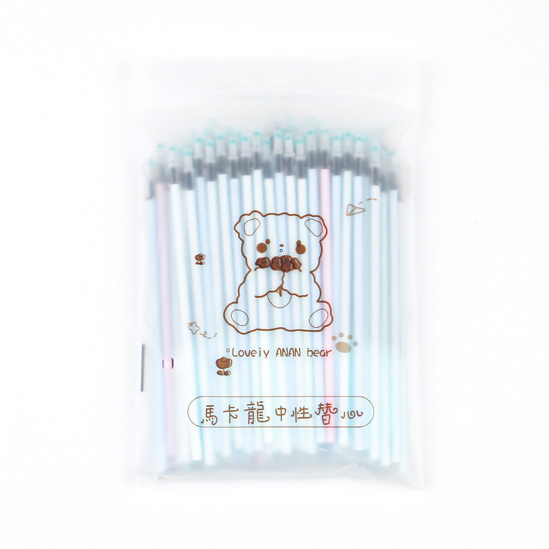 Simple bear bag 100 Macaron color neutral pencil refill refill 0.5 black full needle tube students full figure
