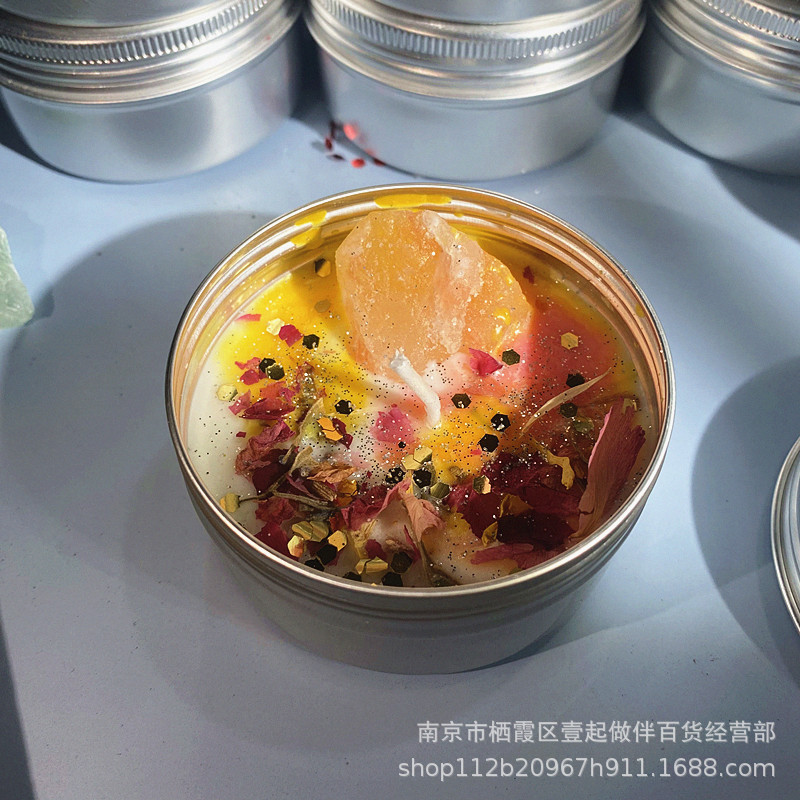 Aromatherapy Candle Dry Flower Crystal Color Sequin Fragrance Handmade Candle Birthday Wedding Companion Gift Cross-Border Wholesale Specification drawing