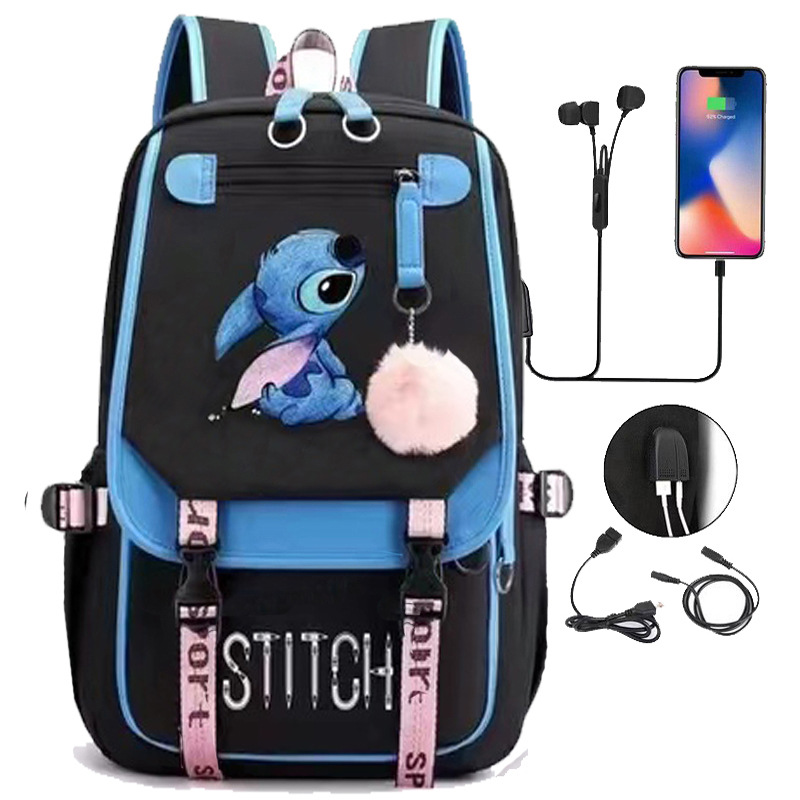Viento del campus de gran capacidad USB cargador bolsa de estudiante adolescente mochila mochila mochila mochila de computadora stiffin