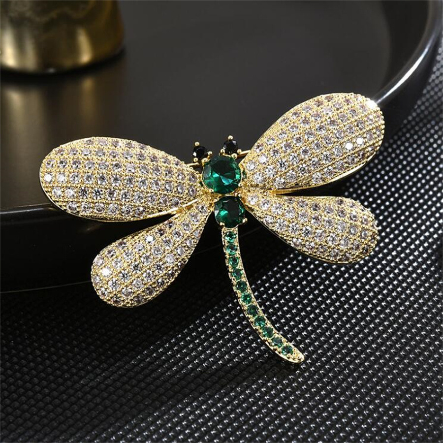 2024 New Diamond-Encrusted Cute Dragonfly Brooch Fixed Clothing Accessories Personality Insect Pin Autumn/Winter Sweater Coat