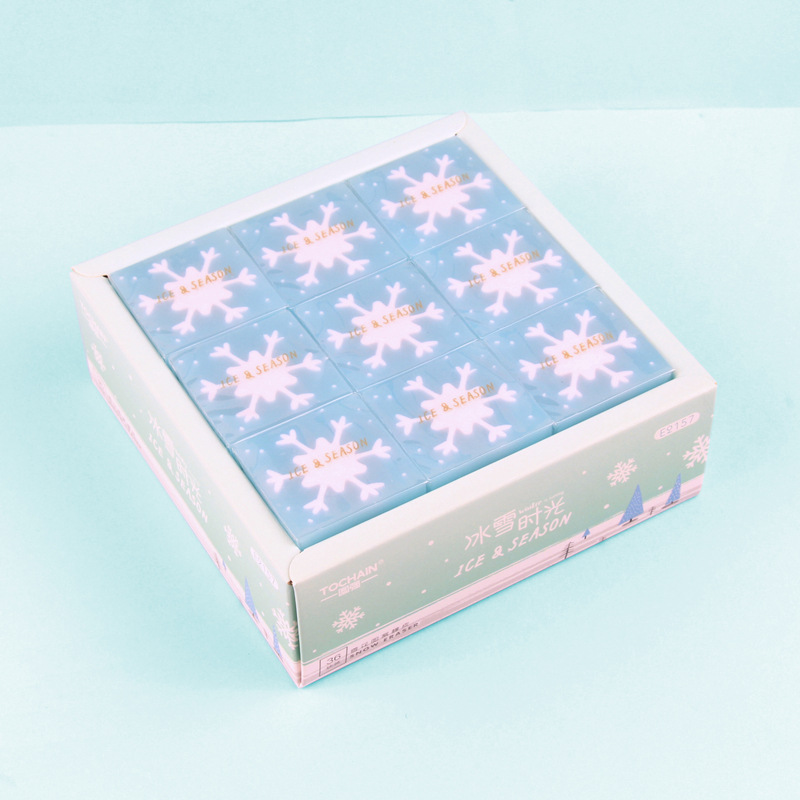 可爱冰雪时光透明橡皮擦易擦拭少屑新款pvc雪花橡皮擦图