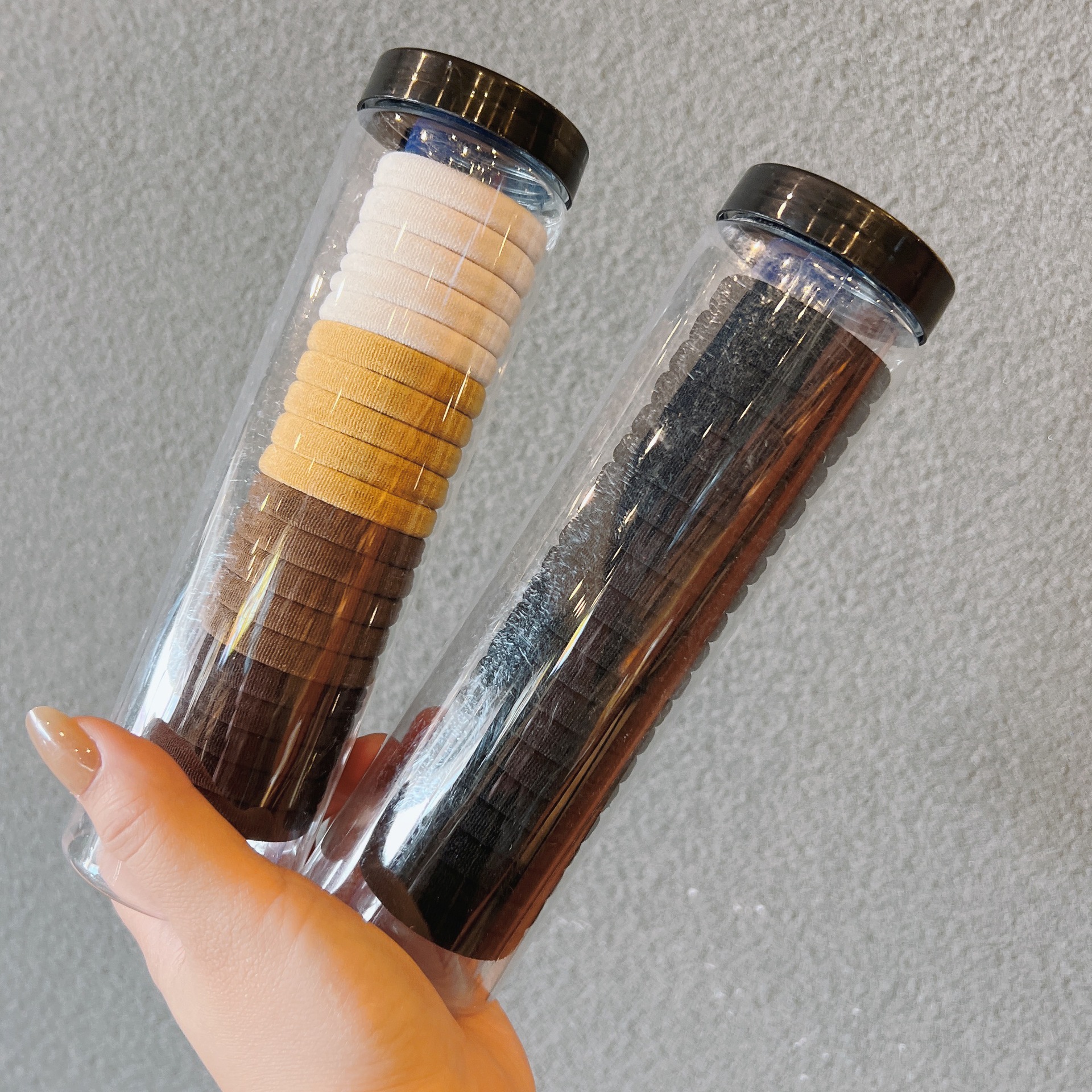 Korean Internet celebrity girl's retro and simple cylindrical towel band that won't damage hair, high-elasticity hair band and hair accessory