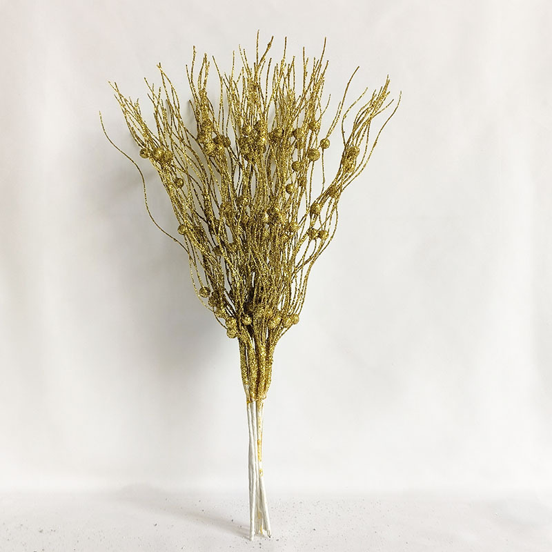 Christmas Decorations 43Cm Dragon Beard Bubble Gold And Silver Artificial Flash Stem Decorative Beaded Rod Flash Rod Cross-Border Supply Specification drawing