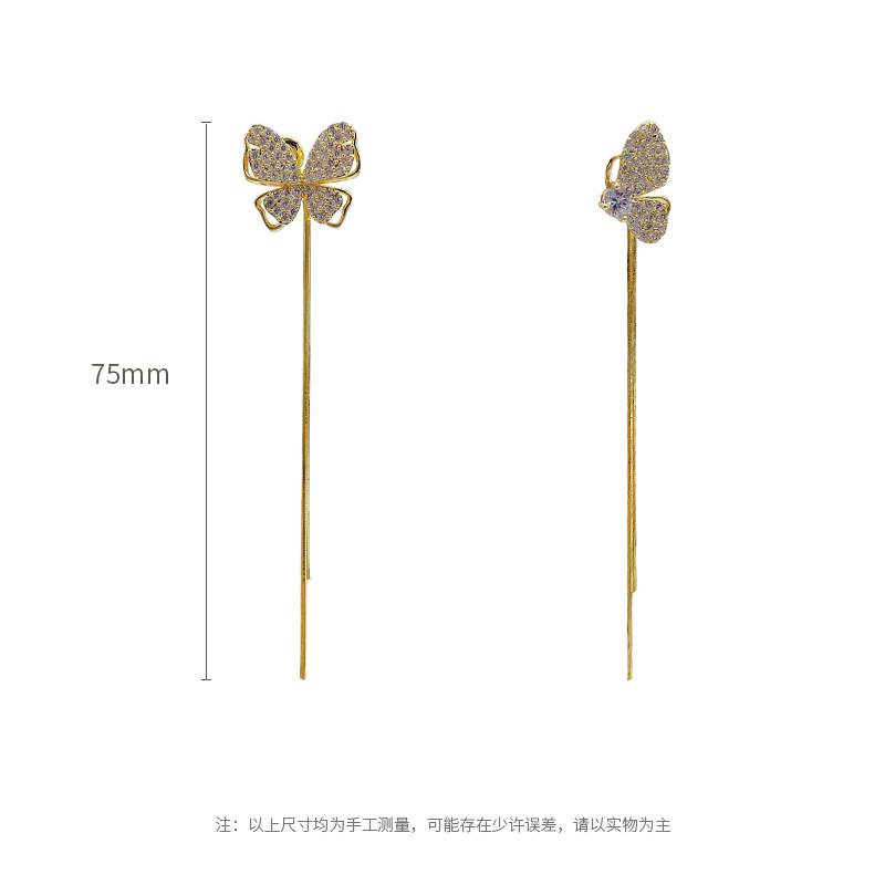 Obi new butterfly S925 silver needle high-grade earrings wholesale fashion women's earrings tassel independent packaging Item Picture