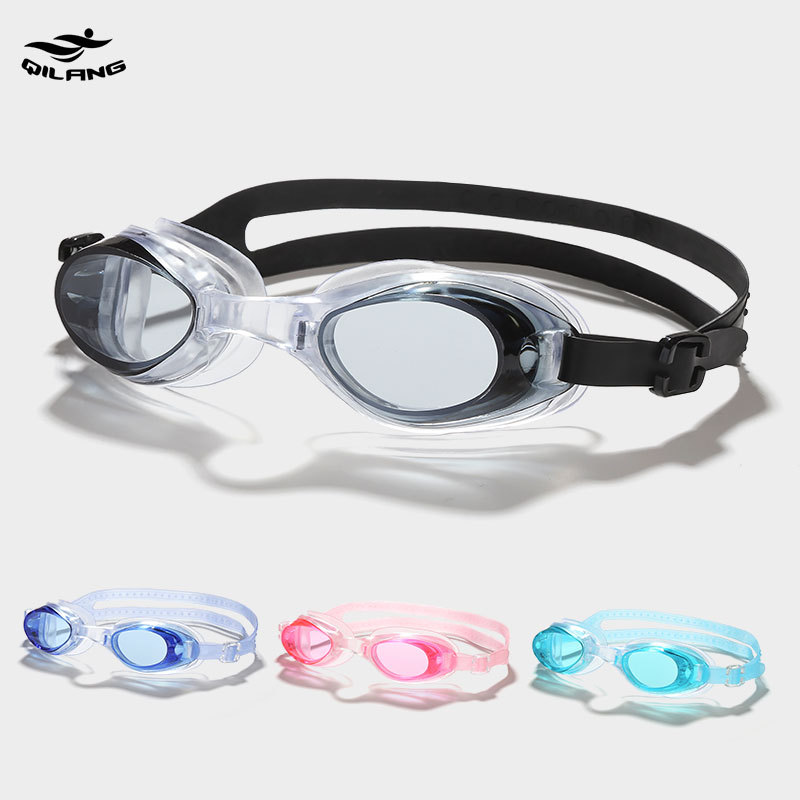 爆款泳镜高清平光防水防雾袋装成人儿童游泳眼镜硅胶游泳镜批发图