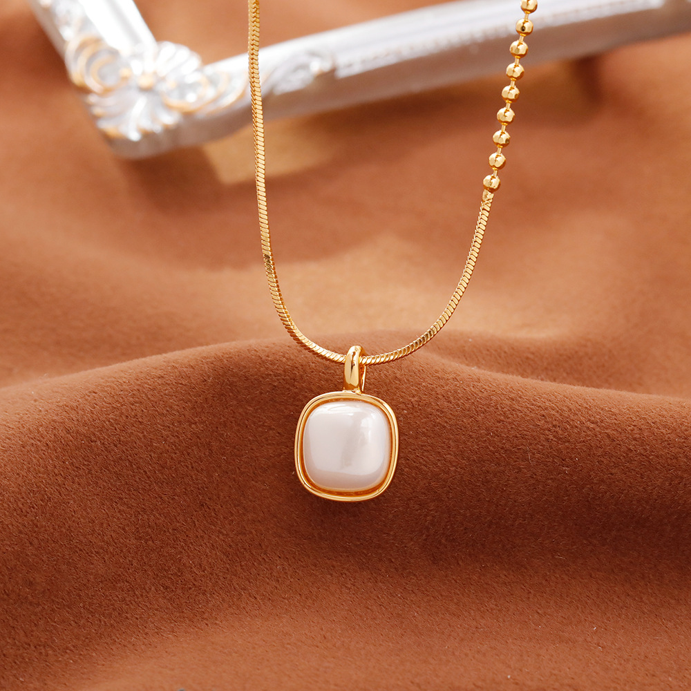 Hyacinth moda cuadrado simple colgante collar mujer 2025 otoño invierno tik yin boom estilo suéter cadena sentido premium cadena de clavícula versátil Specification image