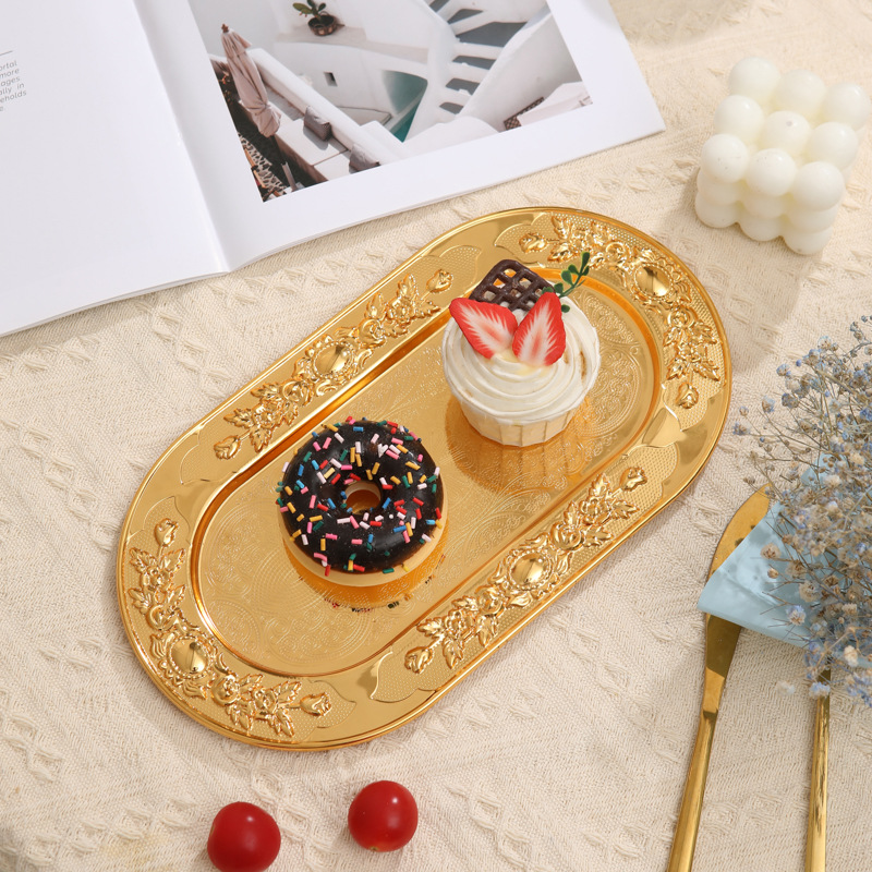 High-Grade Fruit Plate Golden Tableware Dessert Plate High-Grade Creative Small Exquisite Dessert Plate Living Room Snack Tea Plate Specification drawing