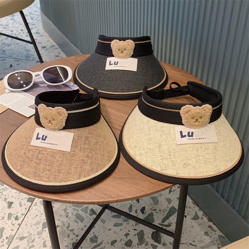 Children's Sun Hat Bear Summer Outdoor Sun Hat With Empty Top And Large Brim Can Be Folded To Protect Against Ultraviolet Rays Specification drawing