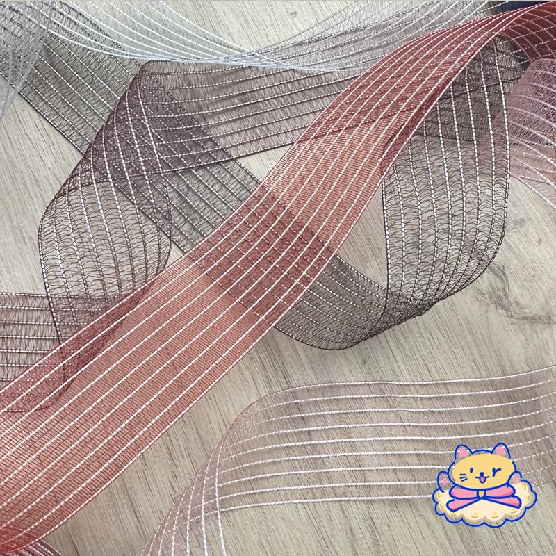 T! Imported Stripe 69 Yarn Handmade Diy Hair Accessories Bow Material Clothing Straw Hat Accessories Gift Box Packaging