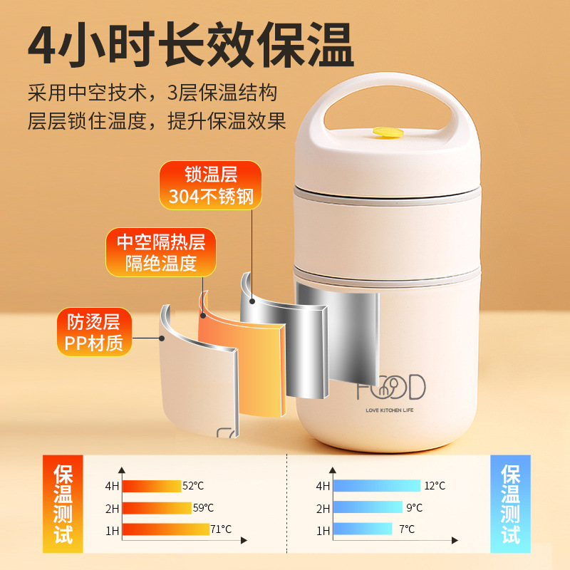 Insulated Lunch Box Soup Box Office Insulated Bucket Small Soup Box Soup Cup Porridge Cup Soup Pot Portable Breakfast Box Compact details Picture