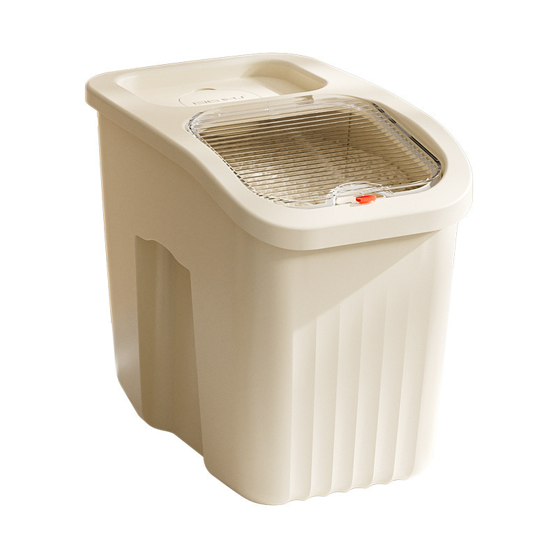 ins cream-style rice bucket, large-capacity food-grade insect-proof and moisture-proof sealed grain storage bucket, flour container, flip lid rice jar Item Picture
