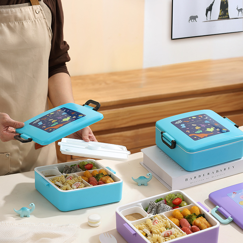 Amazon Cross-border Kids' lunch box Portable microwavable student bento box Divided lunch box Bento Box