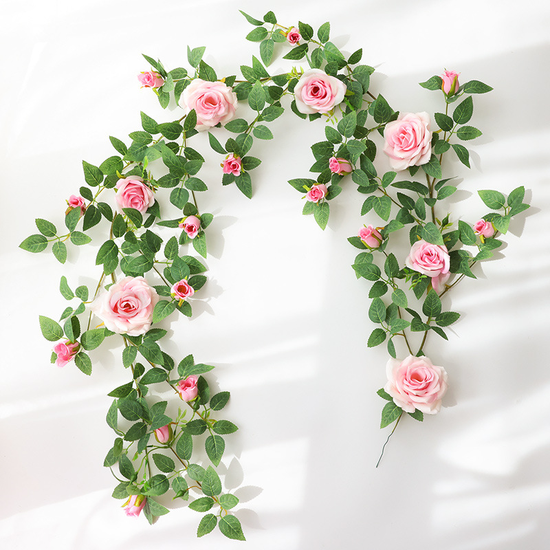 Artificial rose vines, living room, indoor balcony, air conditioning pipes, courtyard decoration, artificial flower vines, wall hanging green plants full figure