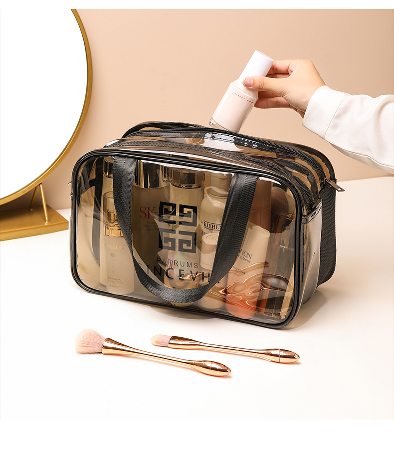 pvc双层干湿分离游泳包加厚隔层透明洗浴防水健身包洗漱包化妆包详情9