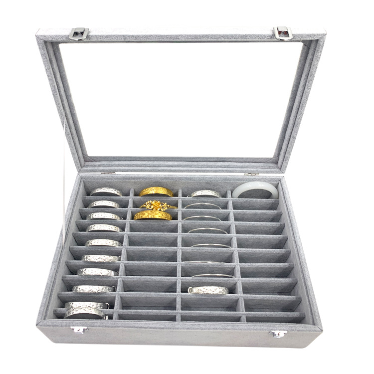 冰花绒布珠宝手镯箱40位玉器翡翠手镯盒玉镯子展示收纳盒首饰展示