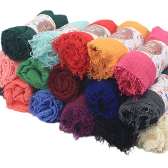 Solid Color Imitation Cotton And Linen Scarf Middle East Scarf Crepe Scarf Wholesale Item Picture