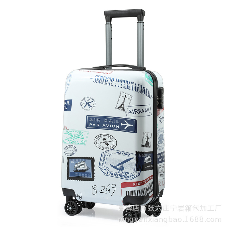 Manufacturers Wholesale Set Of 4 Luggage Trolley Box Men And Women Lightweight Luggage Boarding Luggage Fashion Pattern Item Picture