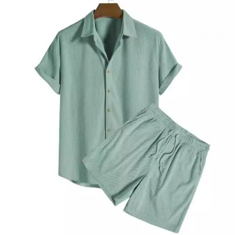 The men's casual, loose, multi-color beachwear, cotton and linen two-piece set of AliExpress foreign Trade Independent Station in Europe and America is a bestseller Application Scenario