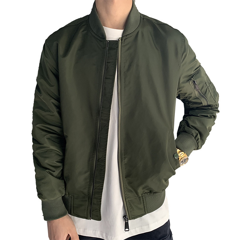 Air Force Bomber Jacket Men's Spring And Fall New Solid Color Army Green Casual Baseball Clothes On The Coat Trend Brand Application Scenario