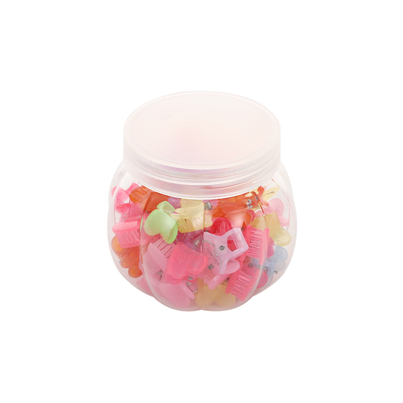 Cute mini Mini Grab Pumpkin Box Canned Children's plastic candy color headwear Love Crown Flower small hair accessories Item Picture