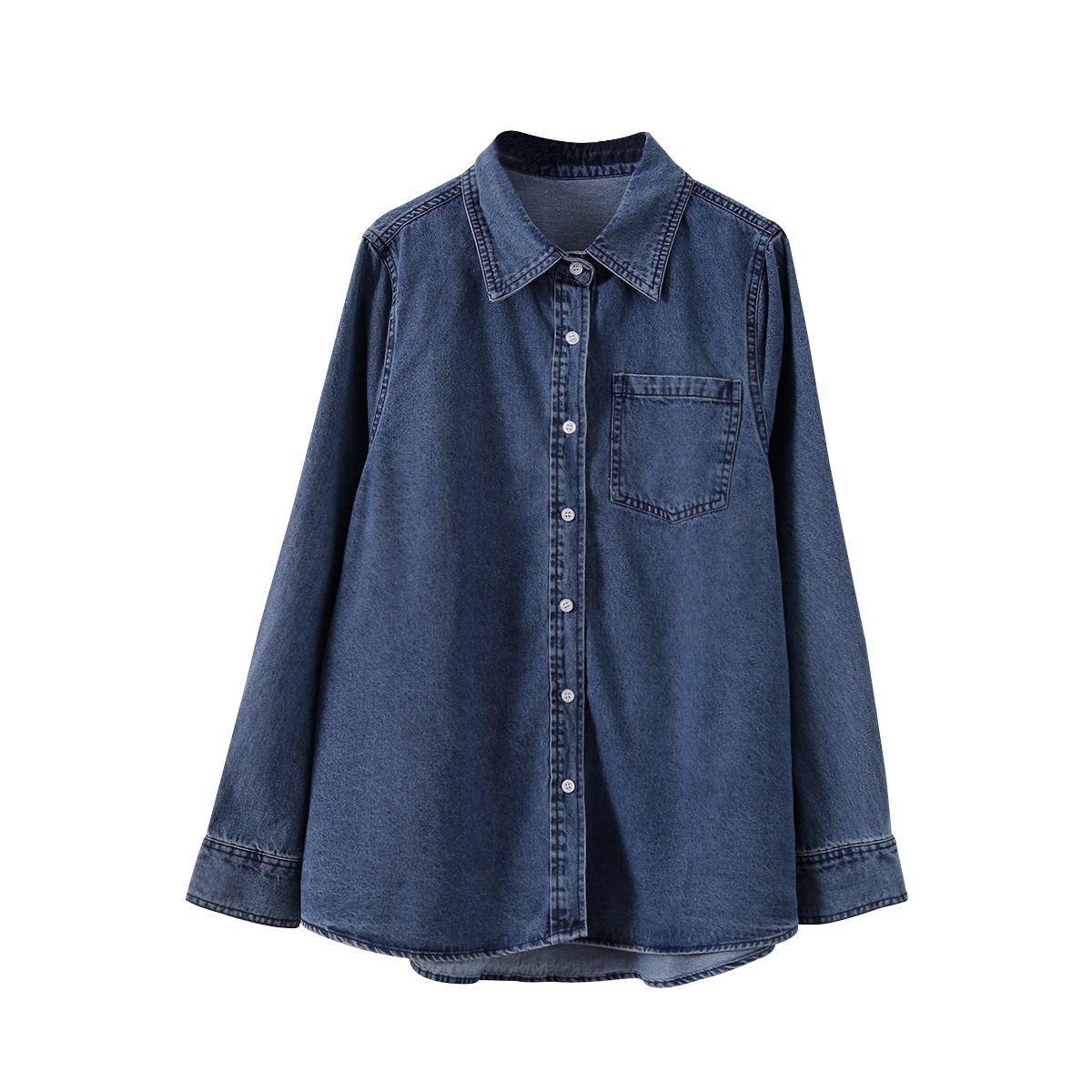 【 Oufan 】8519 Autumn Long-sleeved denim Shirt Jacket for Women, 2022 New Korean style Retro student top Item Picture