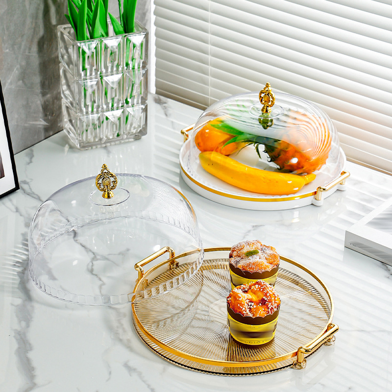 Cake Tray Household Bread Fruit Tasting Tray With Lid Clear Plastic Cover Dessert Tray Cake Display Tray details Picture