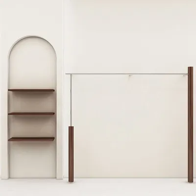 Buy Hand Shop Solid Wood Walnut Color Clothing Store Display Rack Floor To Wall Hangers Stainless Steel On The Wall Display Rack
