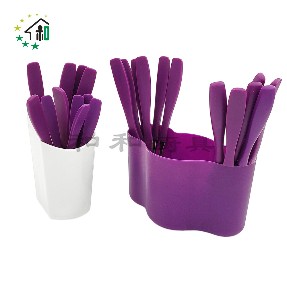 Storage Bucket Plastic Handle Western Steak Cutlery Stainless Steel Knife, Fork And Spoon 24-Piece Cutlery Set Specification drawing