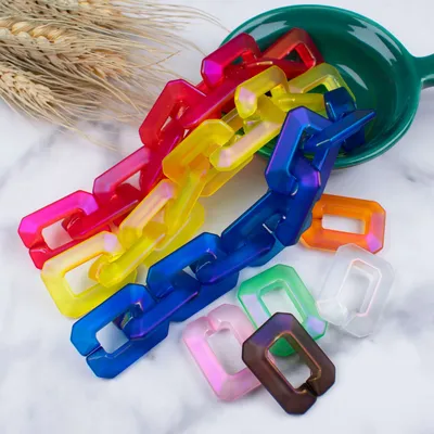 Acrylic Plastic Magic Feel Paint 21*28 Square Chain Ring Buckle Open Ring Diy Jewelry Accessories