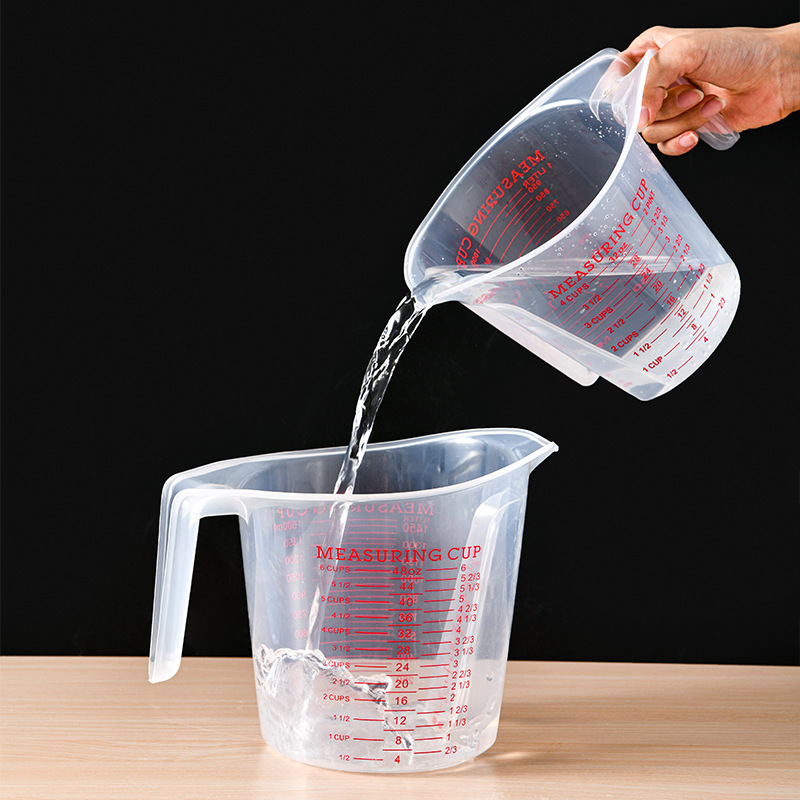 Plastic measuring cup hand-held with graduated clear thickened baking kitchen measuring cup multi-gauge graduated cup with handle Specification drawing