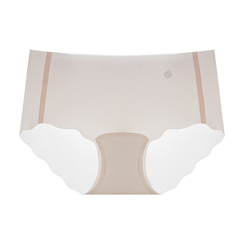 7A Antibacterial Extended Crotch ice Silk Seamless Underwear for Women, mid-waist, Pure cotton, all-cotton crotch, large-sized women's mask underwear Item Picture
