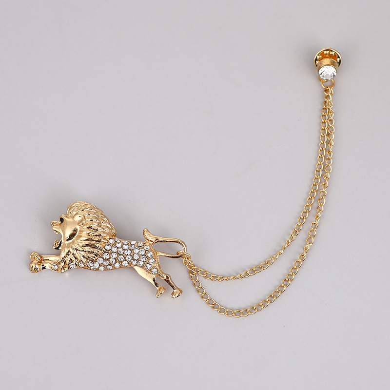 Euro-American Style Alloy Vintage Tiger Brooch Personality Creative Sweater Coat Mix And Match Animal Chain Corsage Accessories Specification drawing