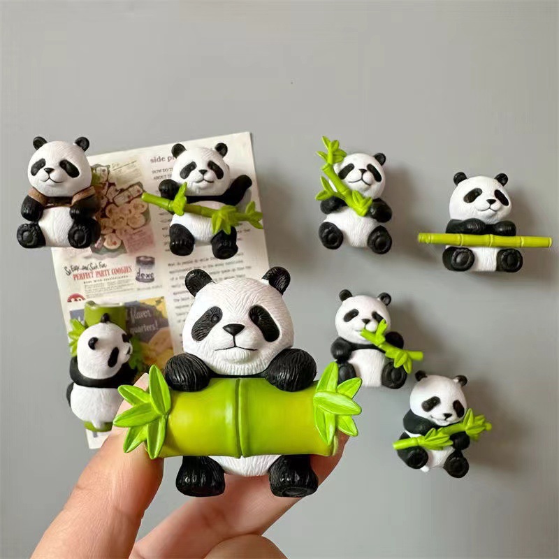 Panda Fridge Magnet 3d Stereoscopic Home Creative Magnetic Decoration Chengdu Tourist Souvenir Panda 8-piece Set details Picture