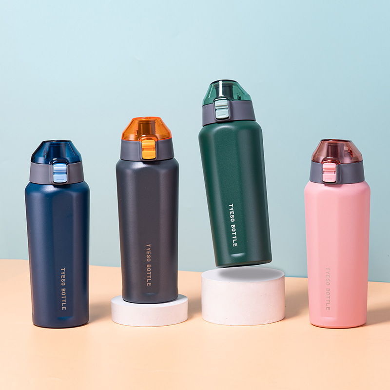 New outdoor sports 304 stainless steel water bottle with a bouncing lid, direct drinking cup, creative men's and women's water cups, portable insulated cup details Picture