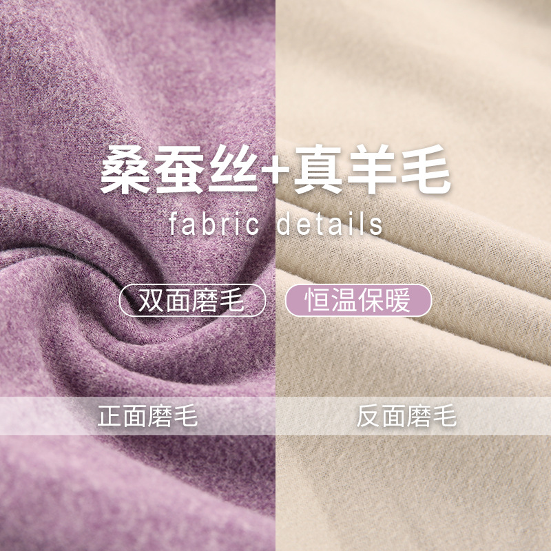 New Mulberry Silk Velvet Warm Underwear Ab Face Plus Velvet Thick Warm Suit Without Trace Heating Long Underwear Women details Picture